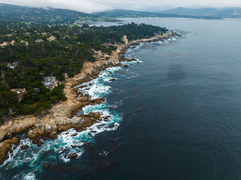 High angle view of sea against sky