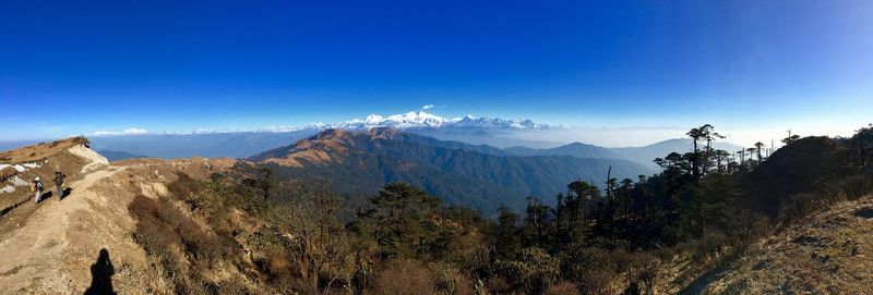 Panoramic view of landscape against blue sky