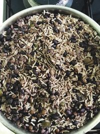 High angle view of vegetables in container