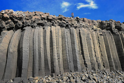 Low angle view of rock formations