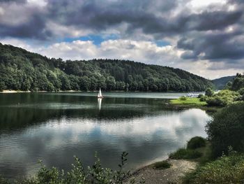 Scenic view of lake against sky