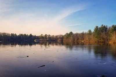 Scenic view of lake against sky