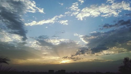 Low angle view of sky at sunset