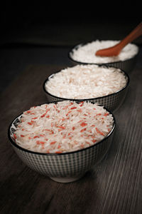 Close-up of ice cream in bowl on table