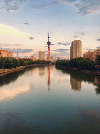 Reflection of buildings in water