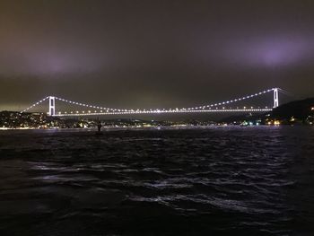 Bridge over river at night