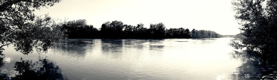 Scenic view of lake against clear sky