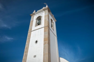 Low angle view of building against blue sky