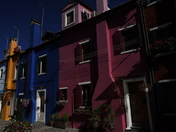 Low angle view of building at night