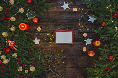 Directly above shot of christmas tree on table