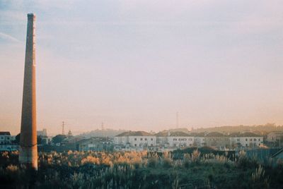 Panoramic view of city against clear sky