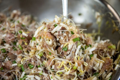 Close-up of food served in plate