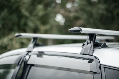 Car roof rack close up