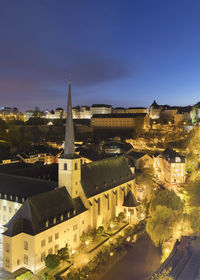 High angle view of buildings in city