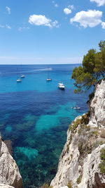 Boat sailing in sea