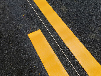 High angle view of zebra crossing on road