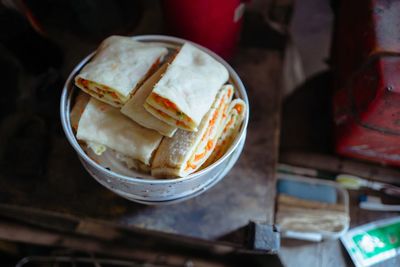 Close-up of food on table