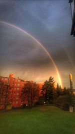 Scenic view of rainbow against sky at night