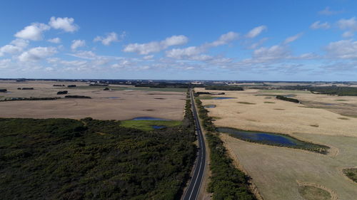 Scenic view of land against sky