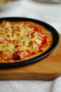 Close-up of pizza in plate