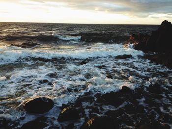 Scenic view of sea during sunset