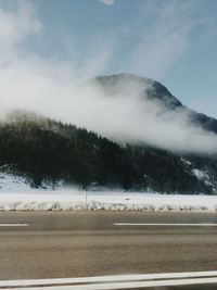 Scenic view of snow covered mountains