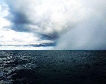 Scenic view of sea against cloudy sky