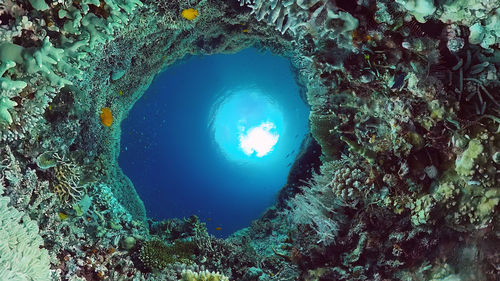Full frame shot of sea seen through hole
