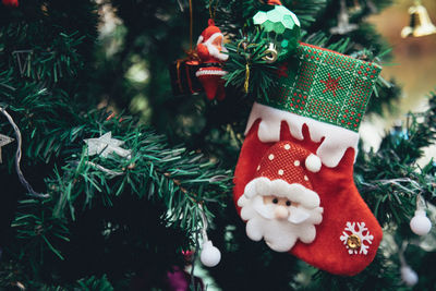 Close-up of christmas decoration on tree