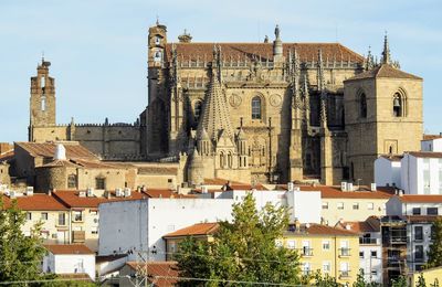 View of buildings in city plasencia,  cathedral catedral.