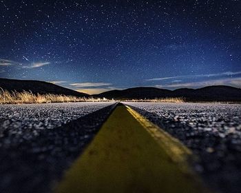 Surface level of road at night