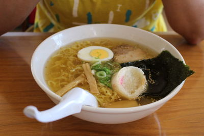 Close-up of meal served on table