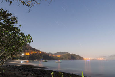 Scenic view of lake against clear sky