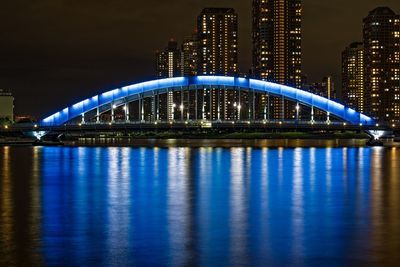 City lit up at night