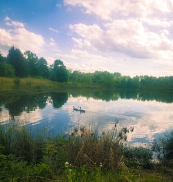 Scenic view of lake against sky