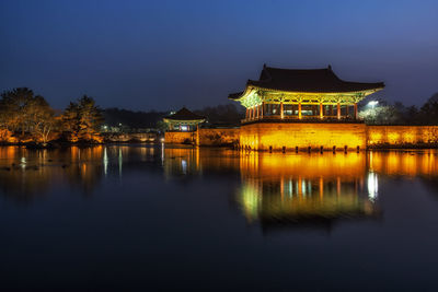 Illuminated temple at night
