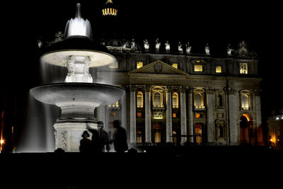 Illuminated building at night