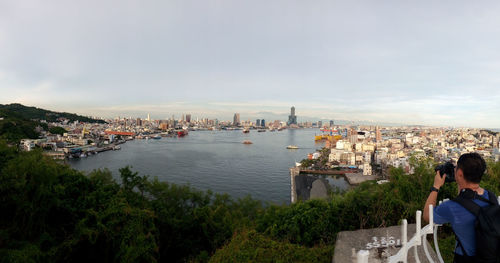 High angle view of city