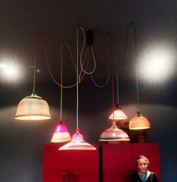 Illuminated light bulbs hanging
