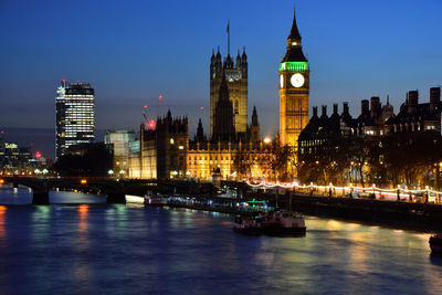 View of illuminated city at night