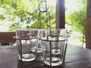 Close-up of water in glass on table