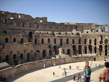 Tourists at historical building