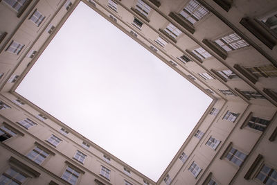 Low angle view of buildings against clear sky