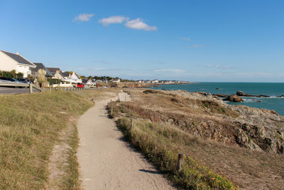 Scenic view of ocean coast against sky