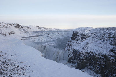 Scenic view of frozen lake against sky