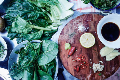 Directly above shot of food on table