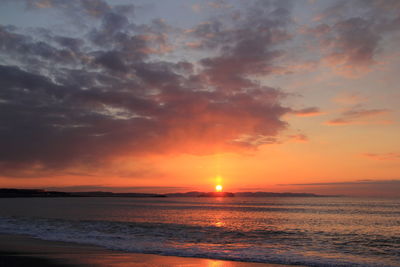 Scenic view of sea at sunset