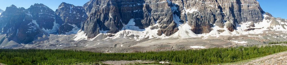Panoramic view of landscape and mountains against sky