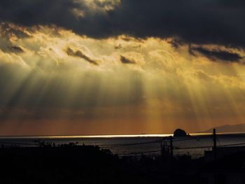 Scenic view of sea against cloudy sky