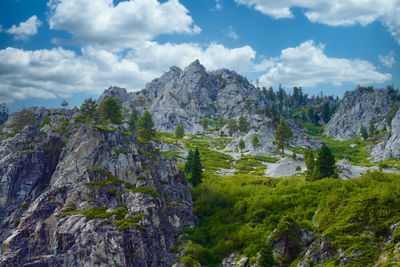 Panoramic view of landscape and mountains against sky